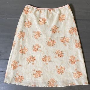 Wet Seal Skirt | A-line | Cream and Peach Floral Print | Size Medium Juniors